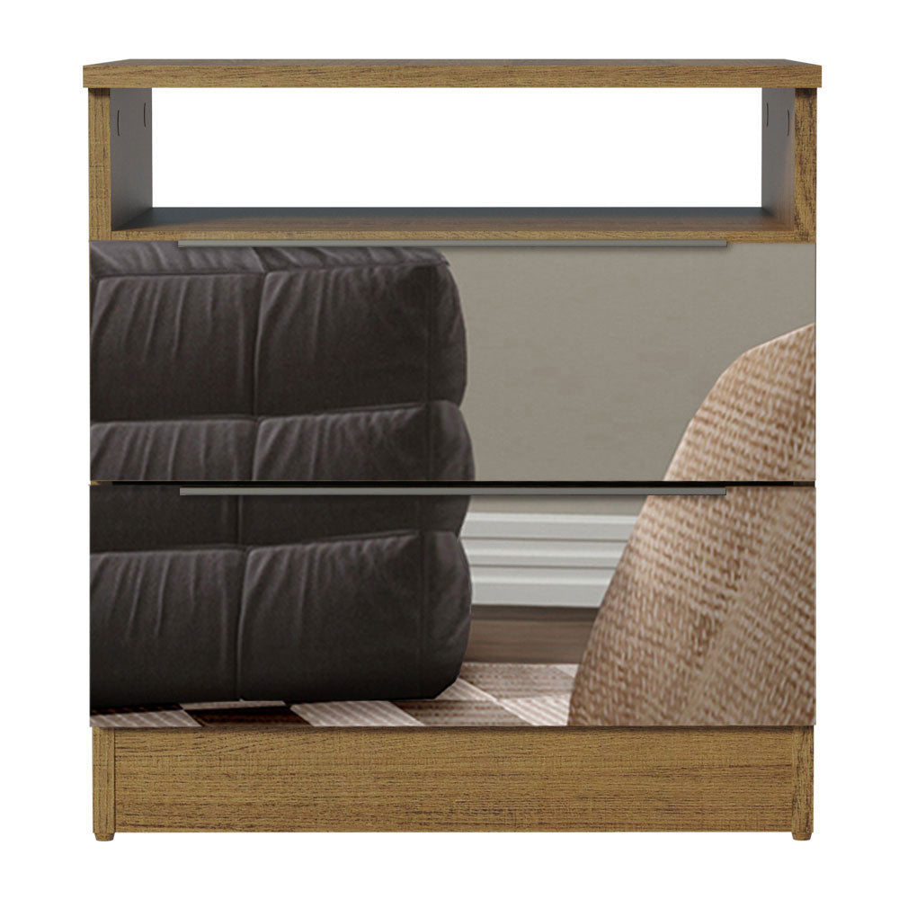 Mesa de Luz Madesa 3227 2 Cajones con Espejo Marrón