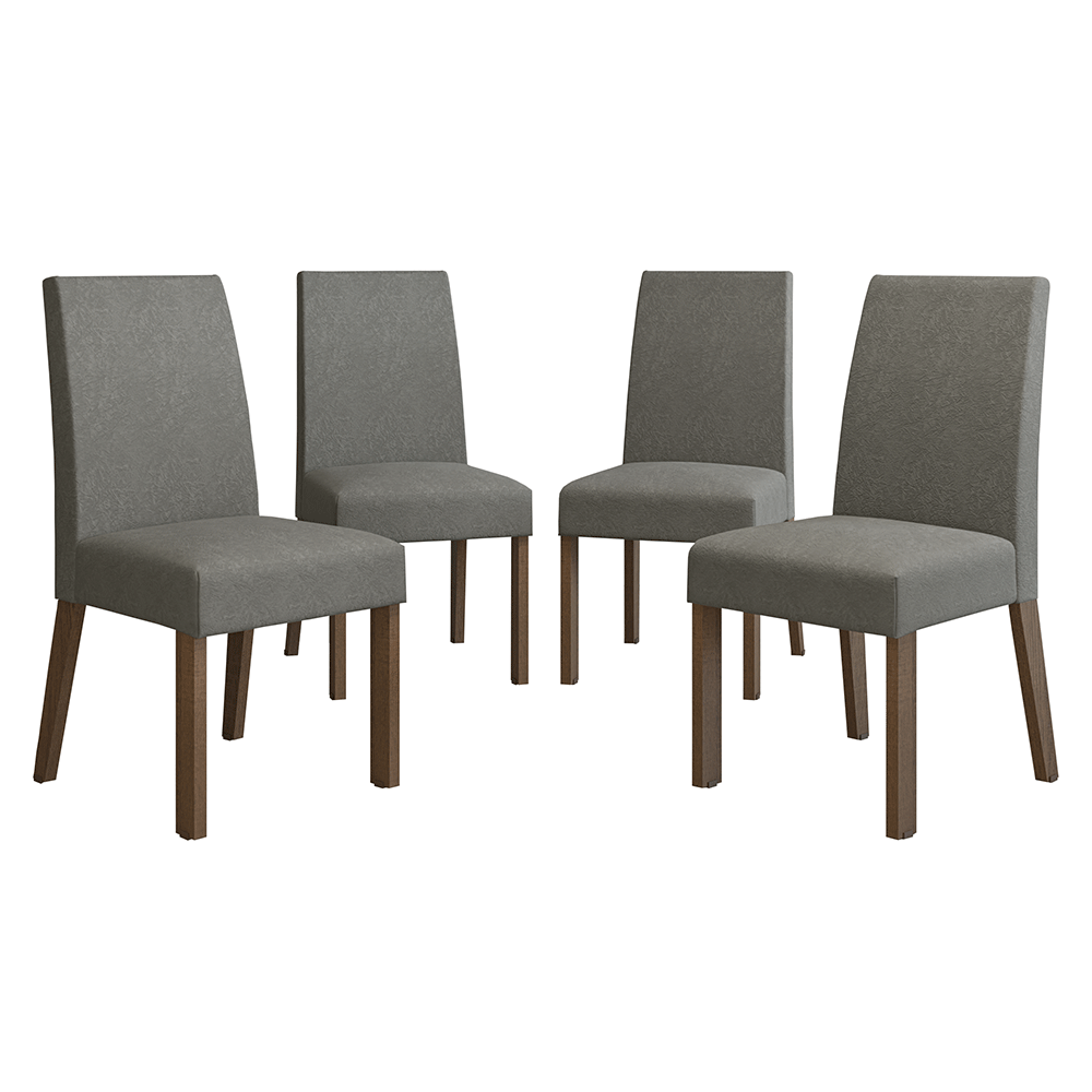 Kit 4 Sillas para Comedor 4255 Marrón/Gamuza Silver Madesa