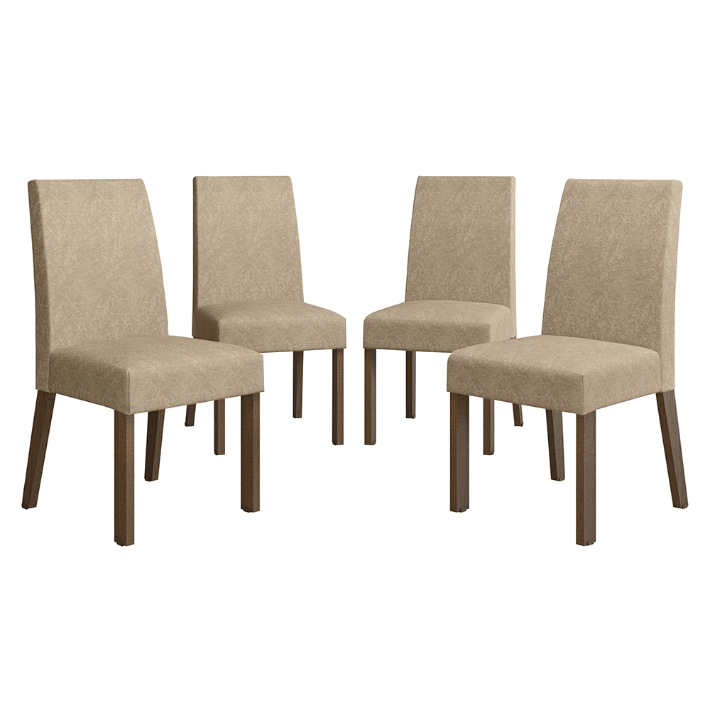 Kit 4 Sillas para Comedor 4255 Marrón/Gamuza Imperial Madesa