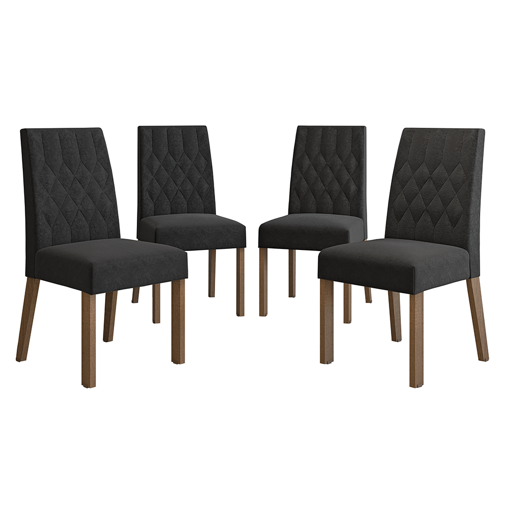 Kit 4 Sillas para Comedor 4256 Marrón/Gamuza Oxford Madesa