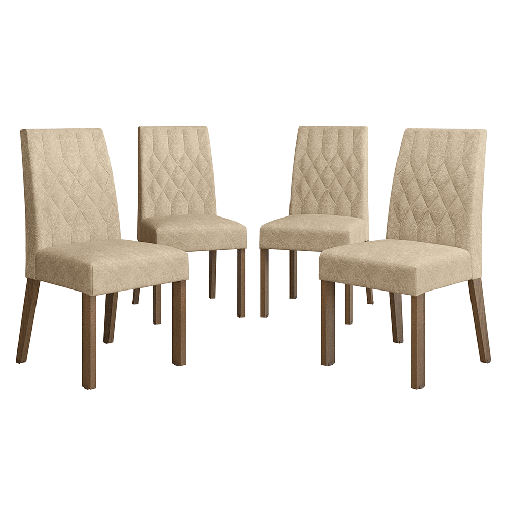 Kit 4 Sillas para Comedor 4256 Marrón/Gamuza Imperial Madesa