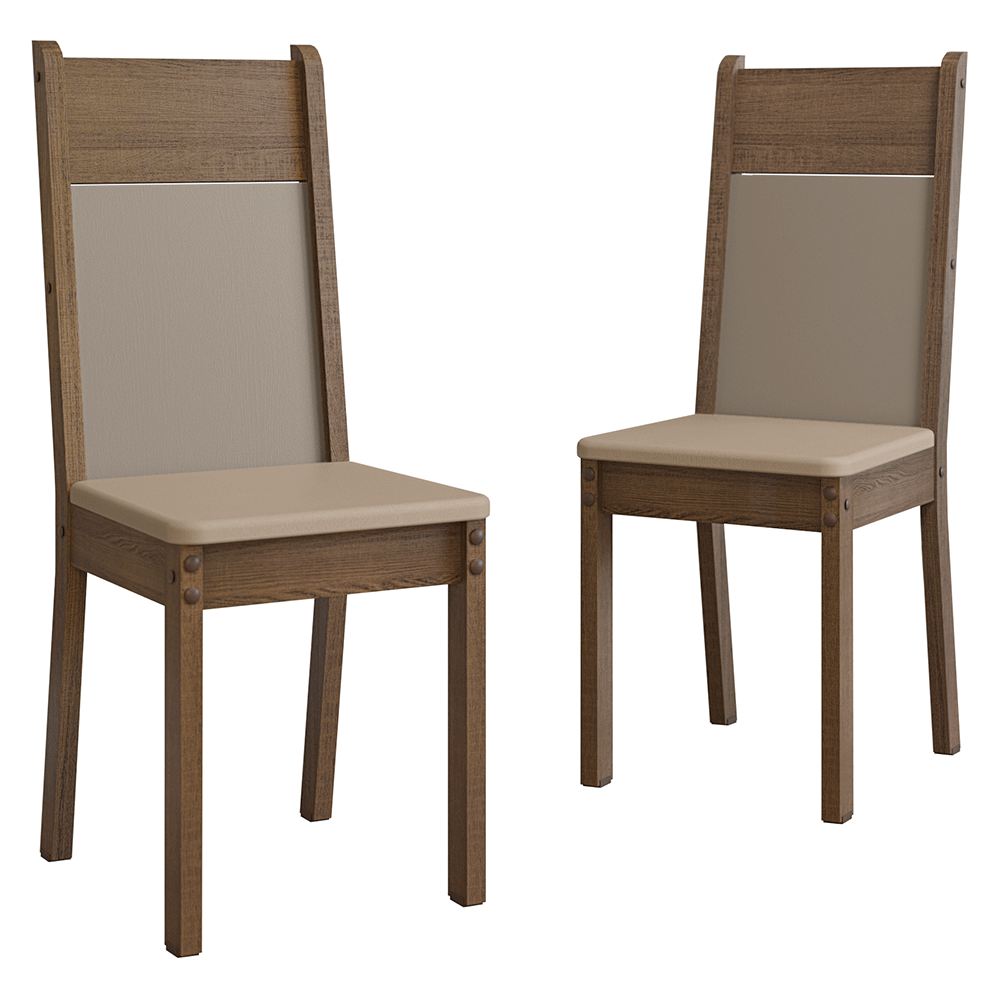 Kit 2 Sillas 4280 Marrón/Beige Sintético