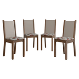 Kit 4 Sillas 4291 Marrón/Crema/Hibisco