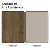 Mesa de Comedor Rectangular Tapa con Borde Biselado y Vidrio Sobrepuesto Marrón/Crema 5364 Madesa