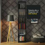Biblioteca Organizador Madesa 6906 con 6 Nichos Negro