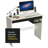 Escritorio Rubi con Tapa de Madera y 1 Nicho Blanco/Negro