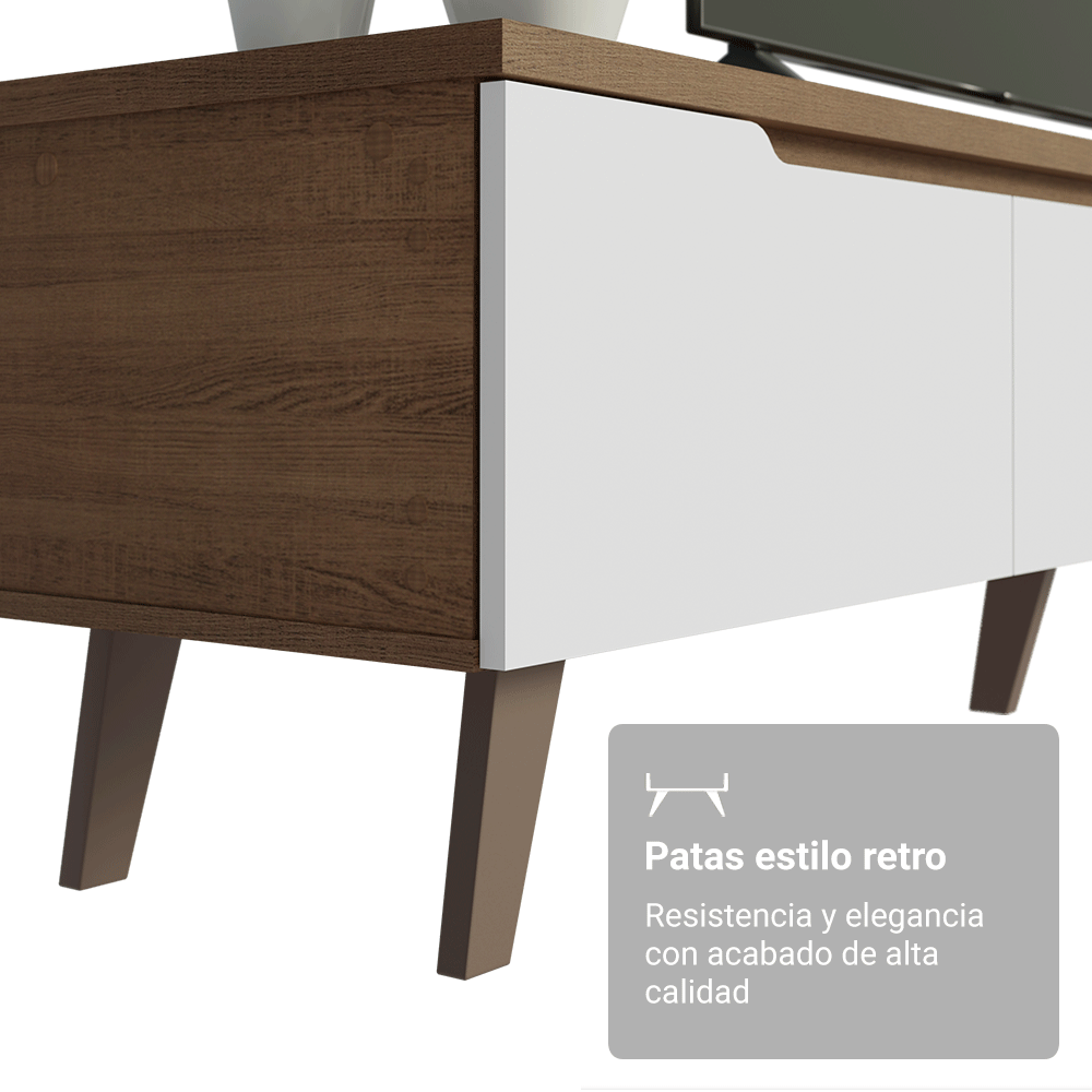 Rack para TV hasta 75 Pulgadas 180 cm 2 Puertas 1 Cajón Marrón/Blanco Dune Madesa