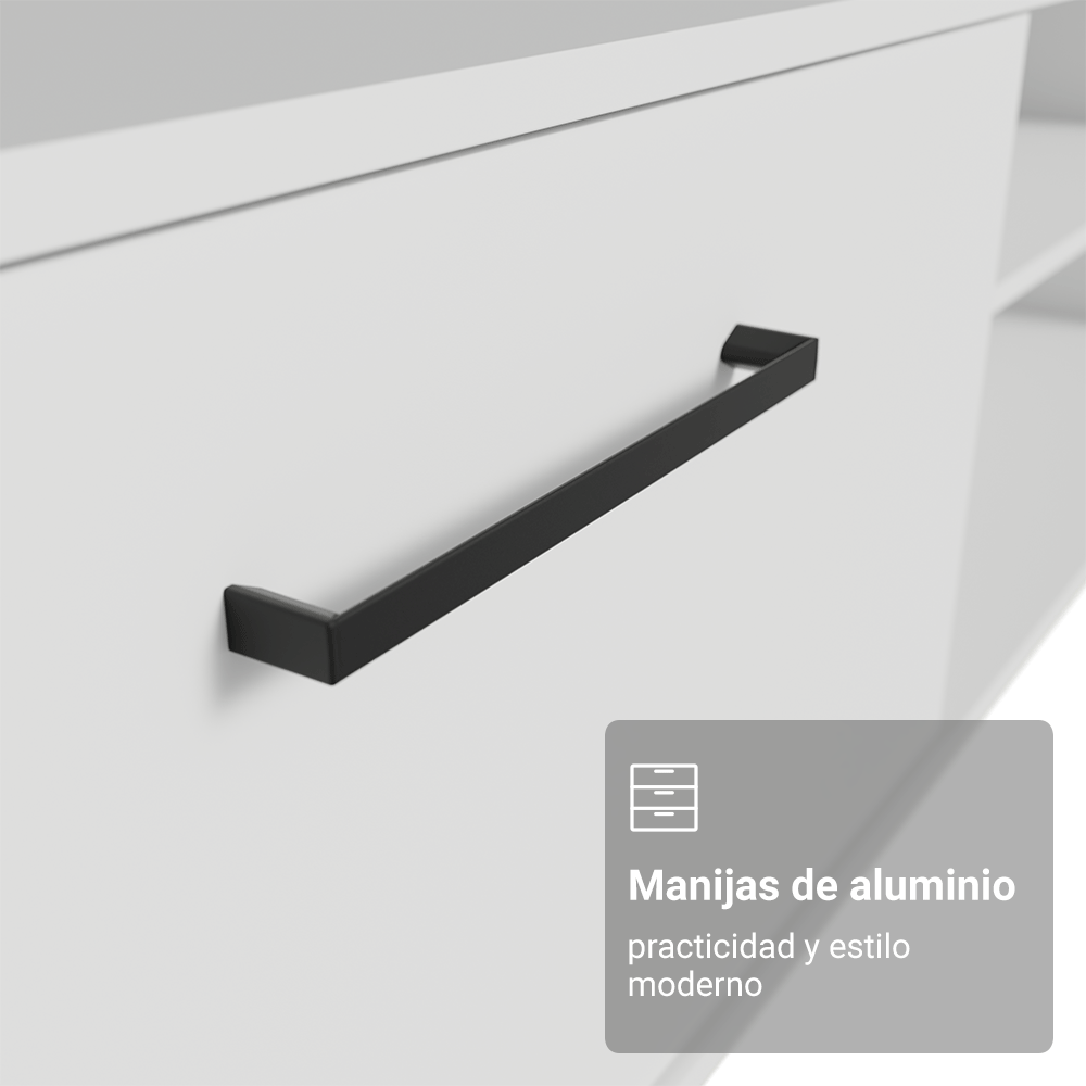 Rack Flotante para TV hasta 80 Pulgadas 218 cm 2 Puertas Blanco Agata Madesa