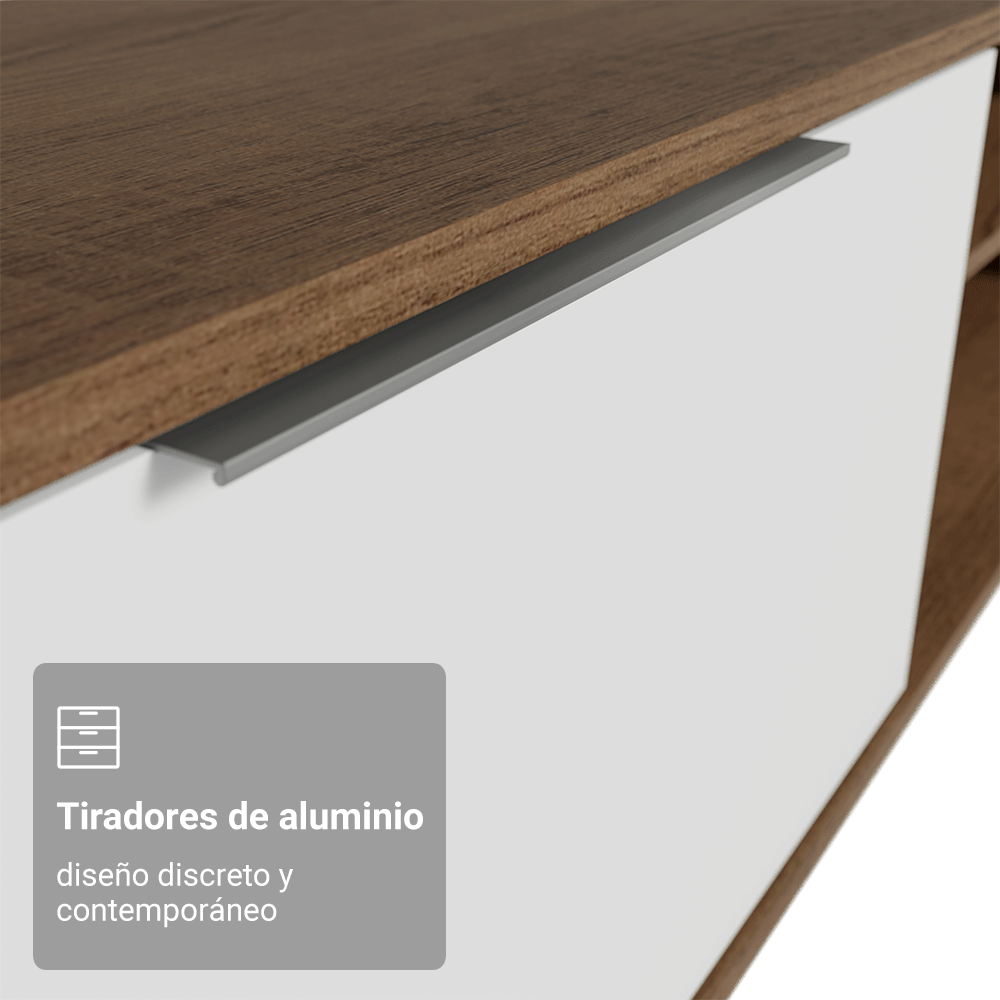 Rack para TV hasta 80 Pulgadas 218 cm 2 Puertas Marrón/Blanco Stella Madesa