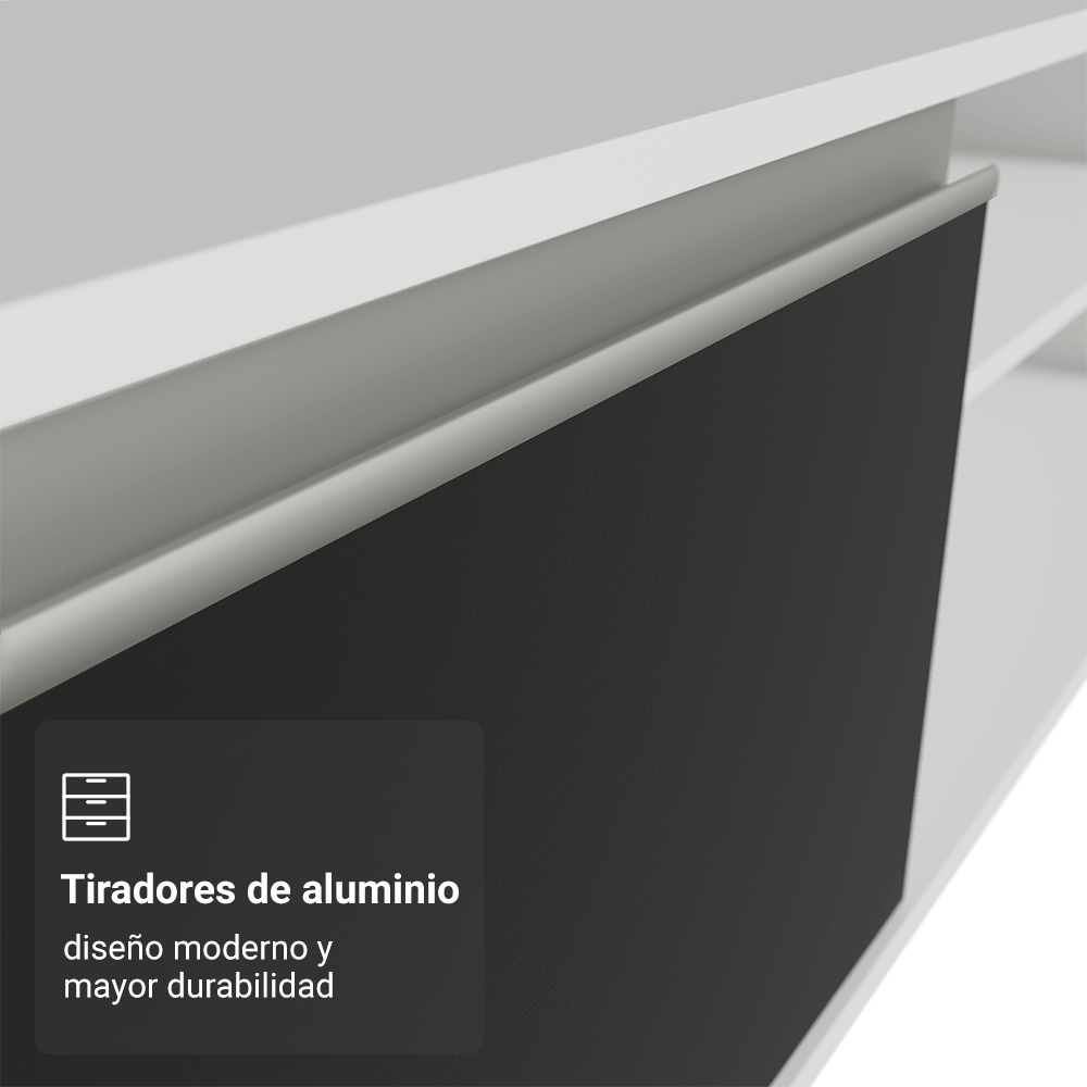 Rack Flotante para TV hasta 80 Pulgadas 218 cm 2 Puertas Blanco/Negro Glamy Madesa