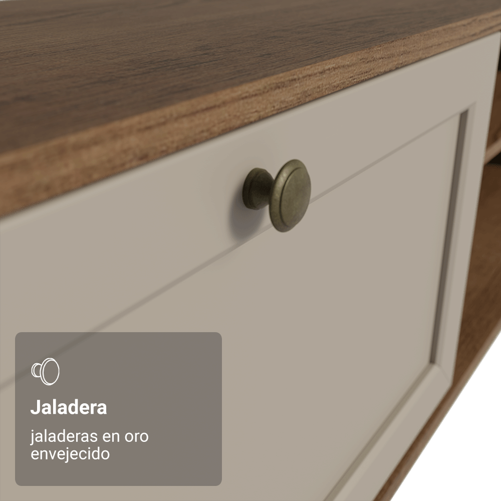 Rack Flotante para TV hasta 80 Pulgadas 218 cm 2 Puertas Marrón/Crema Vik Madesa
