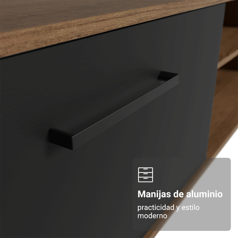 Rack Flotante para TV hasta 80 Pulgadas 218 cm 2 Puertas Marrón/Negro Agata Madesa