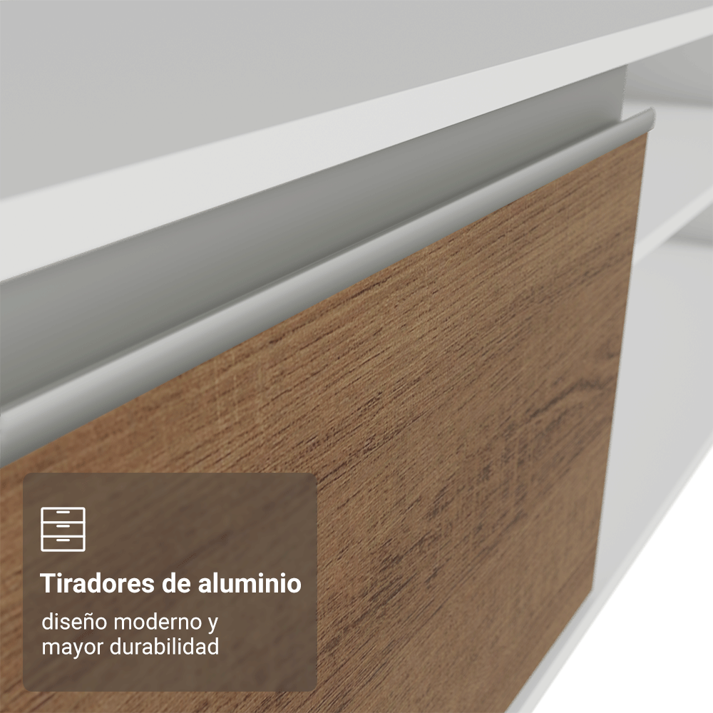 Rack Flotante para TV hasta 80 Pulgadas 218 cm 2 Puertas Blanco/Marrón Glamy Madesa