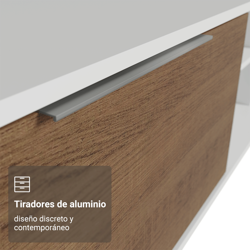Rack Flotante para TV hasta 80 Pulgadas 218 cm 2 Puertas Blanco/Marrón Stella Madesa