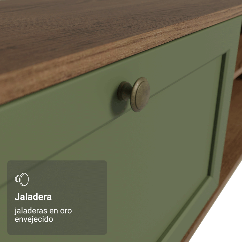 Rack Flotante para TV hasta 80 Pulgadas 218 cm 2 Puertas Marrón/Verde Vik Madesa