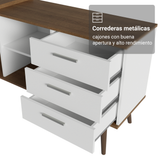 Escritorio Esquinero con 3 Cajones Lisboa Marrón/Blanco