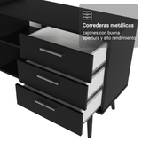 Escritorio Esquinero con 3 Cajones Lisboa Negro