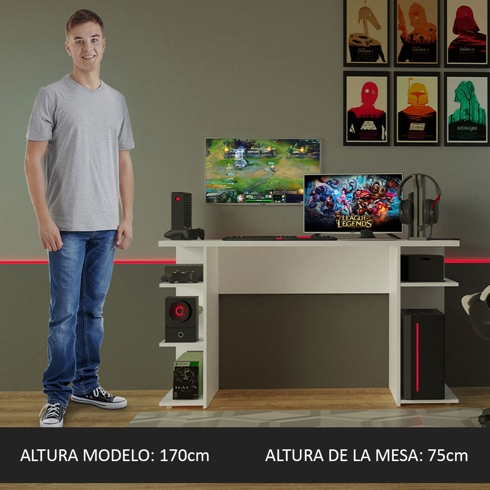 Escritorio Gamer 136 cm Blanco Madesa