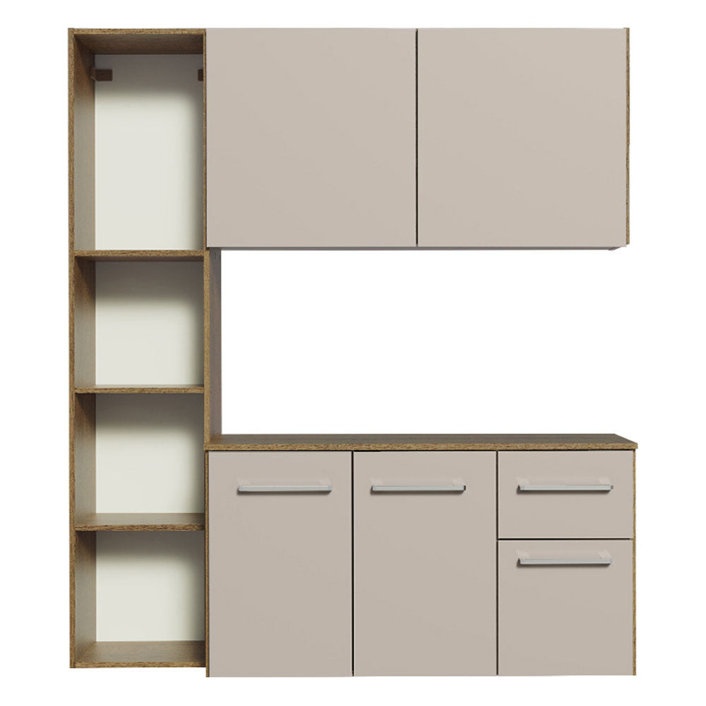 Cocina Compacta 120 cm 4 Puertas y 2 Cajónes Marrón/Crema Easy Madesa