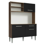 Cocina Compacta 120 cm 2 Puertas y 2 Cajónes Marrón/Negro Life Madesa