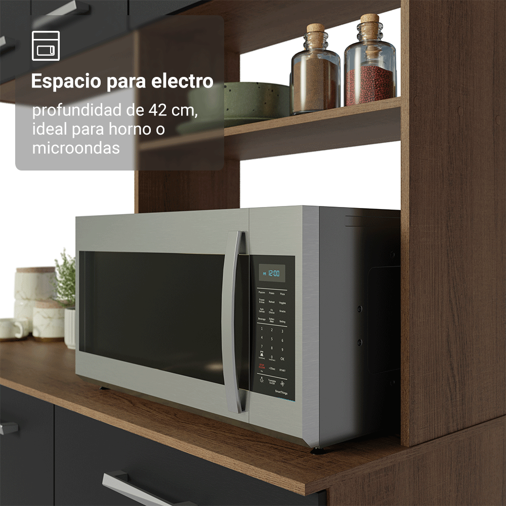 Cocina Compacta 196 cm Aura Marrón/Negro