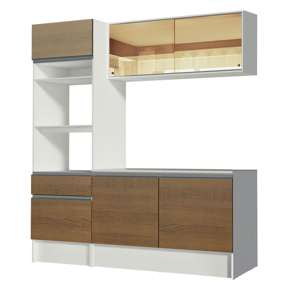 Cocina Compacta 180 cm 5 Puertas y 2 Cajónes Blanco/Marrón Diamante Madesa