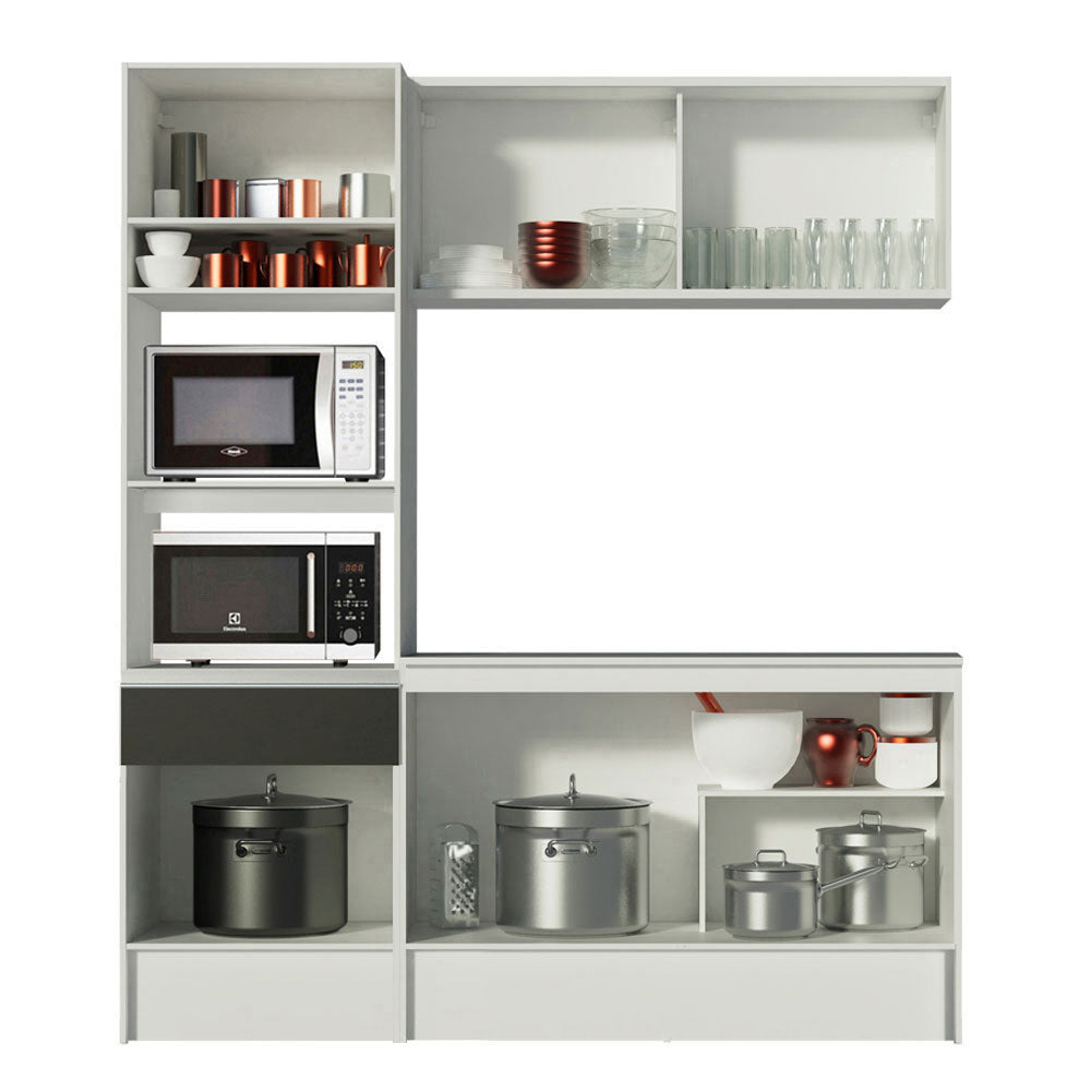 Cocina Compacta 180 cm Blanco/Negro Diamante Madesa 86