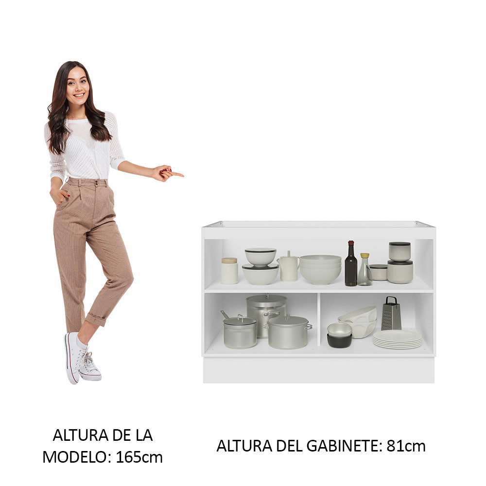 Bajo Mesada Cocina 120 cm  x 60 cm, 2 Puertas Lux Blanco/Negro
