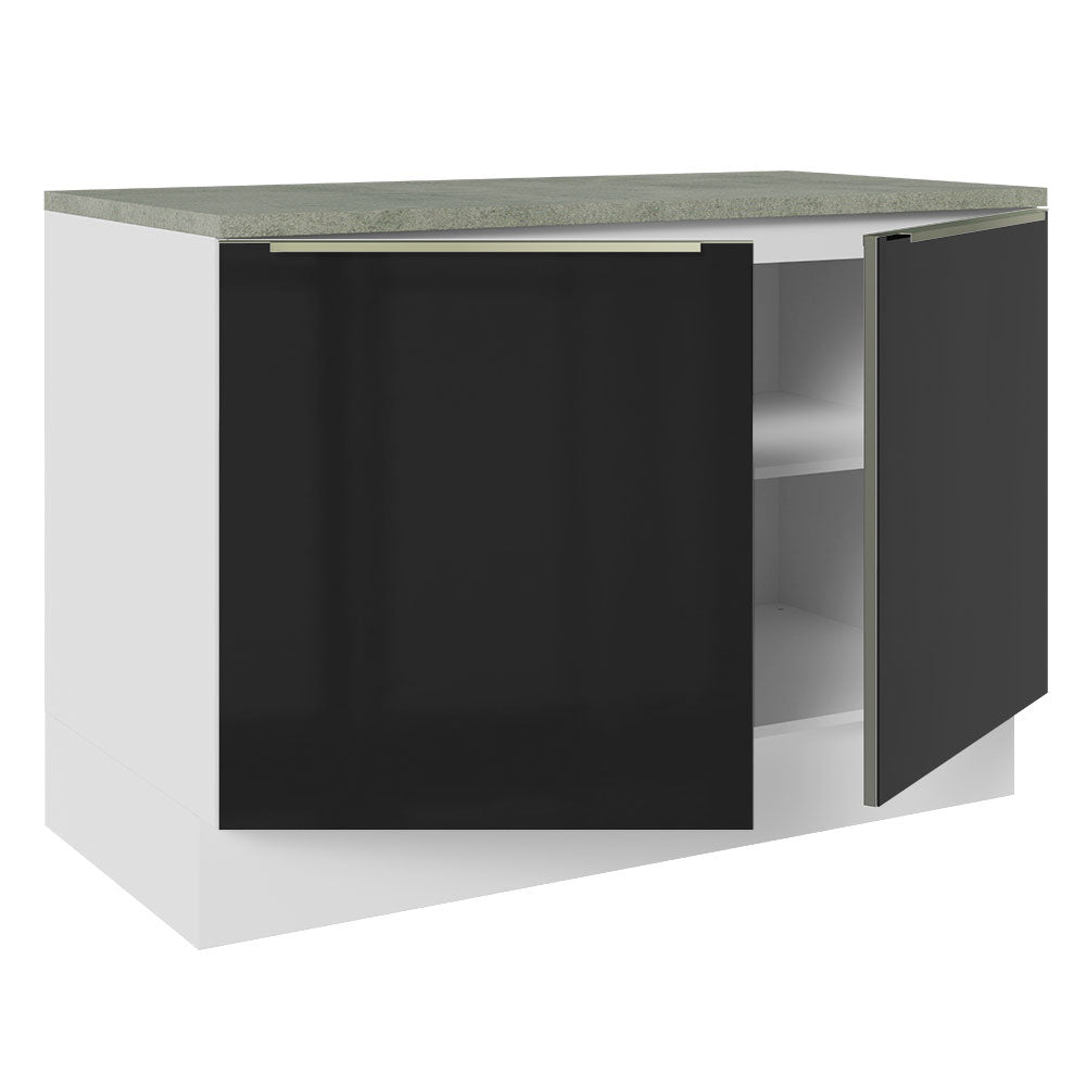 Bajo Mesada 120 cm 2 Puertas Blanco/Negro Lux Madesa