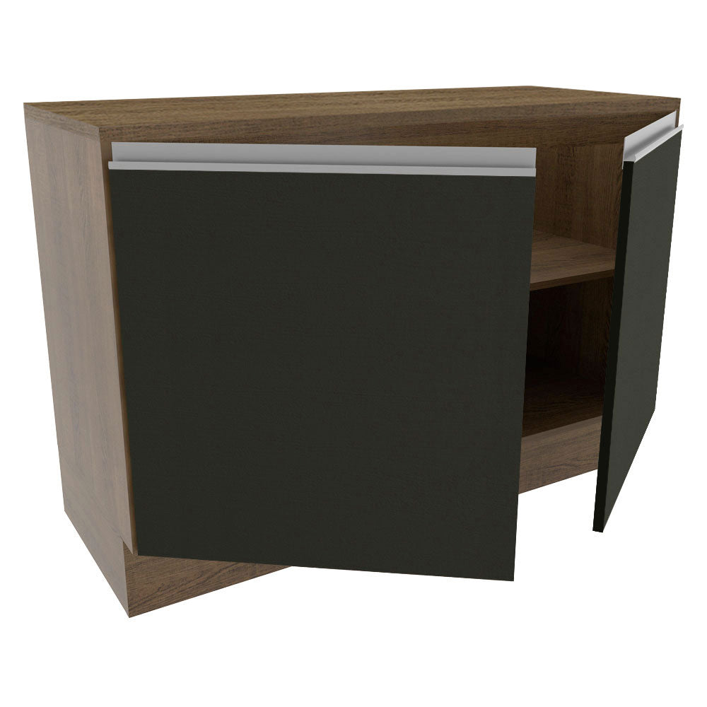 Bajo Mesada Cocina 120 x 60 cm 2 Puertas (Con Mesada) Marrón/Negro Glamy Madesa