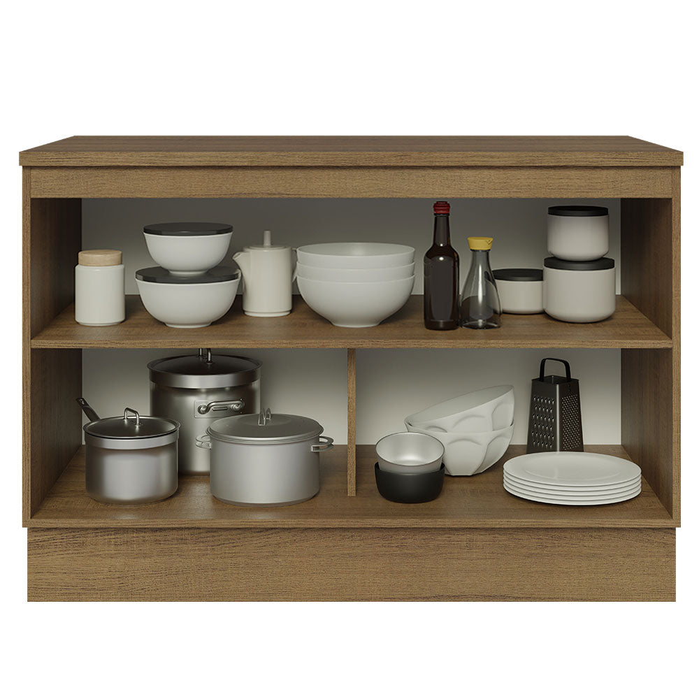 Bajo Mesada Cocina 120 cm x 60 cm, 2 Puertas (Con Mesada) Lux Marrón/Negro