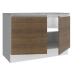 Bajo Mesada 120 x 60 cm 2 Puertas (Con Mesada) Blanco/Marrón Glamy Madesa