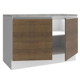 Bajo Mesada Cocina 120 x 60 cm 2 Puertas (Con Mesada) Blanco/Marrón Glamy Madesa