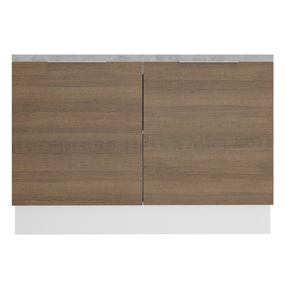 Bajo Mesada Cocina 120 x 60 cm 2 Puertas (Con Mesada) Blanco/Marrón Stella Madesa