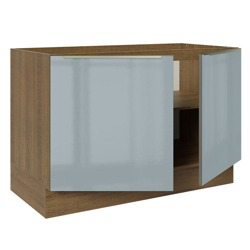 Bajo Mesada 120 x 60 cm 2 Puertas Sin Mesada Marrón/Gris Lux Madesa