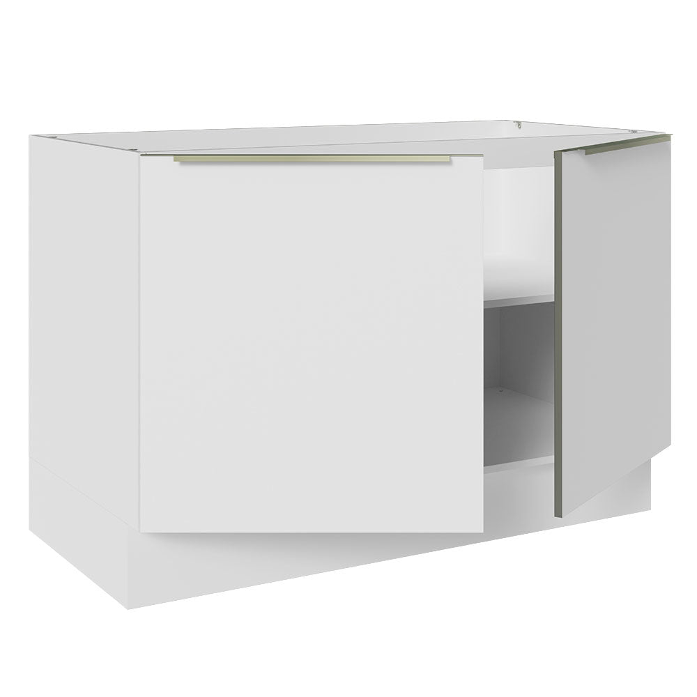 Bajo Mesada Cocina 120 cm x 60 cm, Sin cajones 2 Puertas Lux Blanco/Blanco