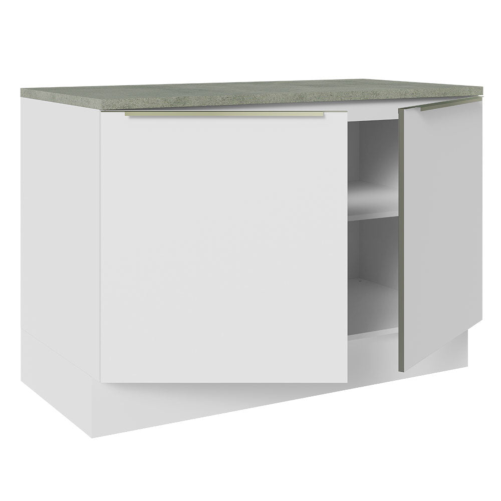 Bajo Mesada 120 cm x 60 cm, Sin cajones 2 Puertas Lux Blanco/Blanco