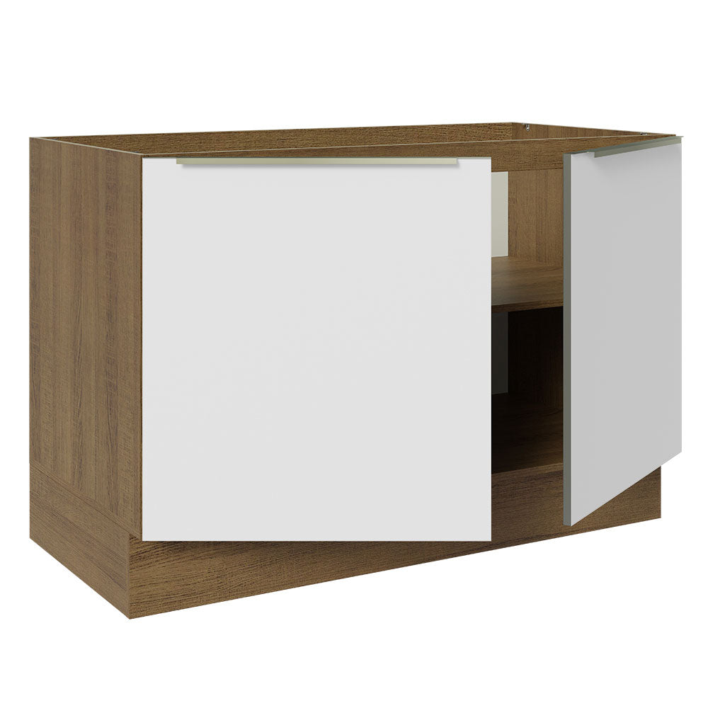 Bajo Mesada 120 cm  x 60 cm, Sin cajones 2 Puertas Lux Marrón/Blanco