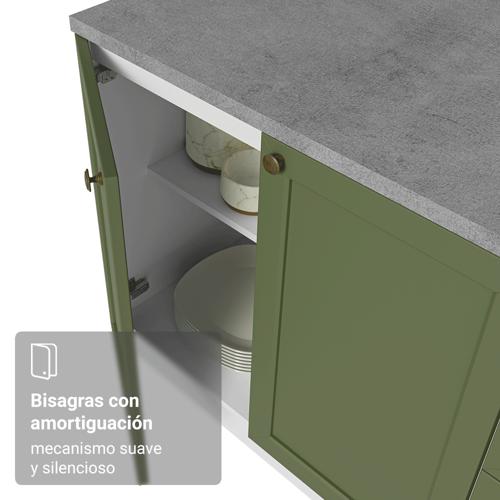 Bajo Mesada para Bacha 120 x 60 cm (Sin Mesada) Blanco/Verde Vik Madesa