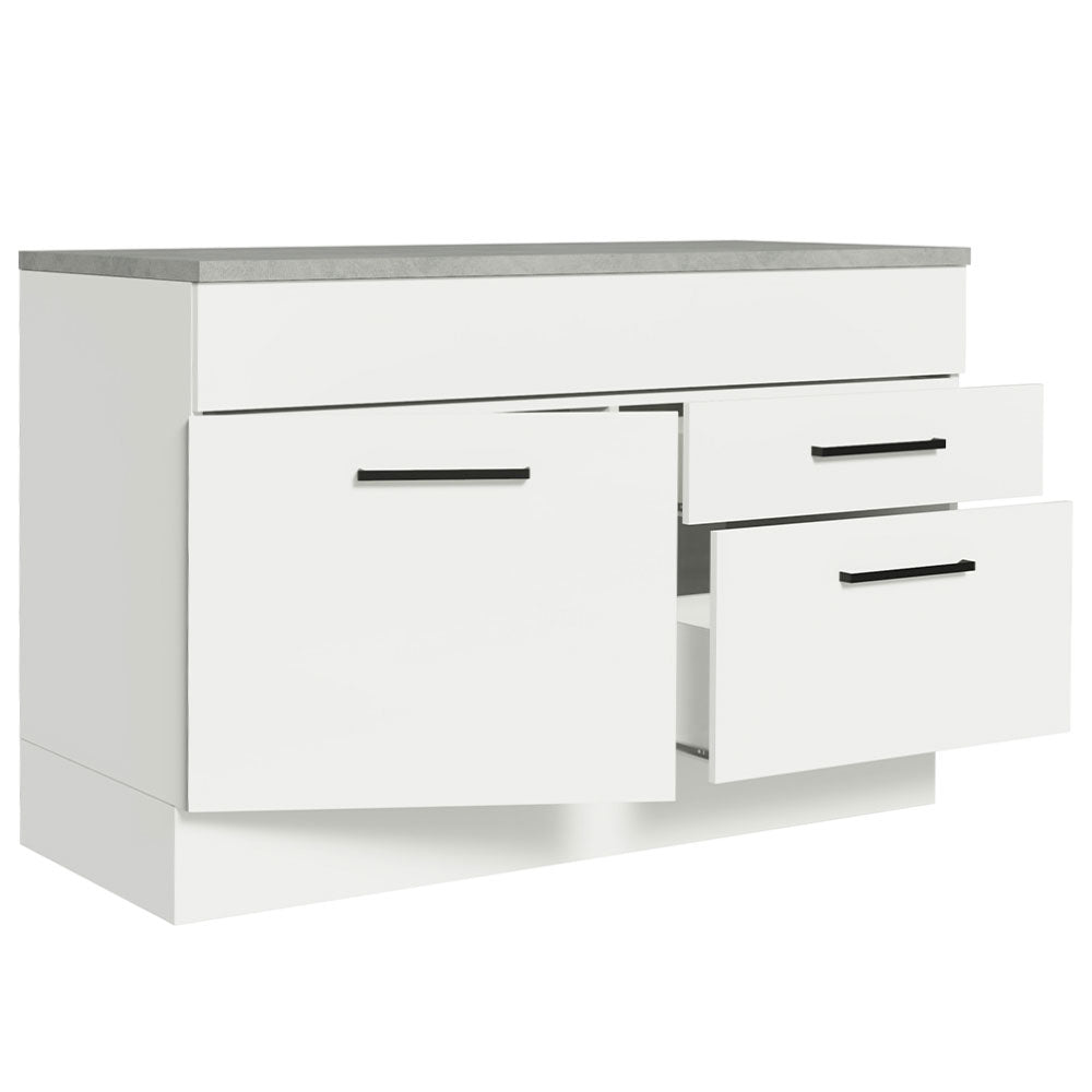 Bajo Mesada Cocina 120 x 60 cm 1 Puerta 2 Cajones Blanco (Con Mesada) Agata Madesa