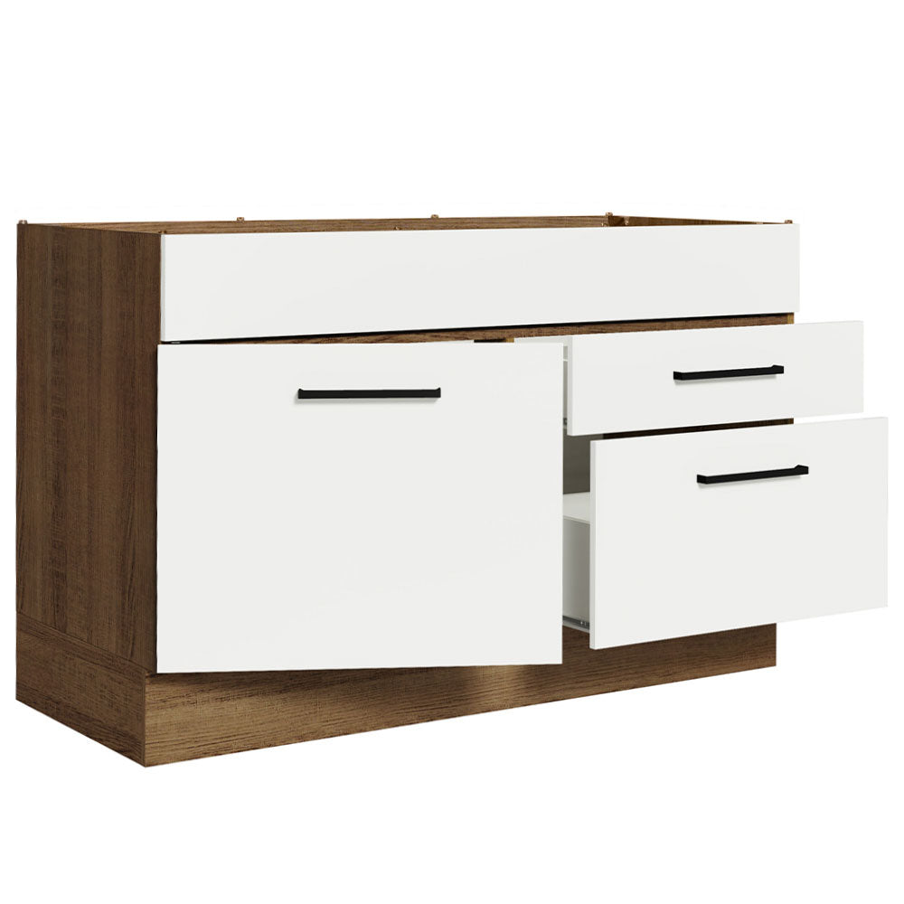 Bajo Mesada Cocina 120 x 60 cm 1 Puerta 2 Cajones Marrón/Blanco (Sin Mesada) Agata Madesa