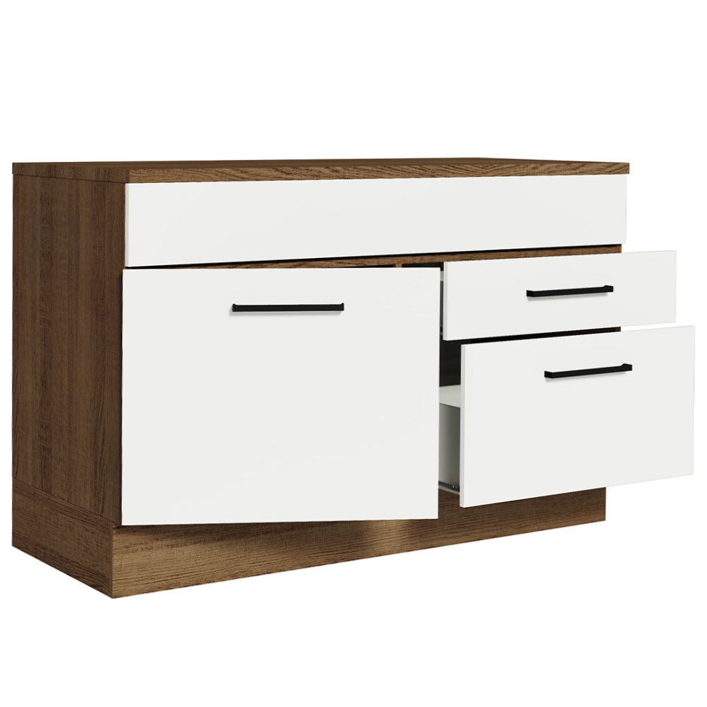 Bajo Mesada Cocina 120 x 60 cm 1 Puerta 2 Cajones Marrón/Blanco (Con Mesada) Agata Madesa