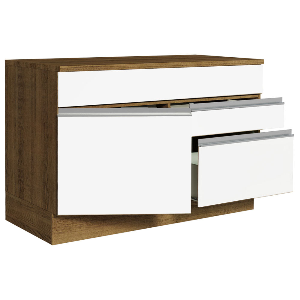 Bajo Mesada Cocina 120 x 60 cm 1 Puerta 2 Cajones Marrón/Blanco (Con Mesada) Glamy Madesa