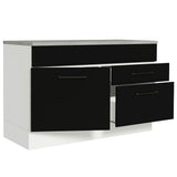 Bajo Mesada Cocina 120 x 60 cm 1 Puerta 2 Cajones Blanco/Negro (Con Mesada) Agata Madesa