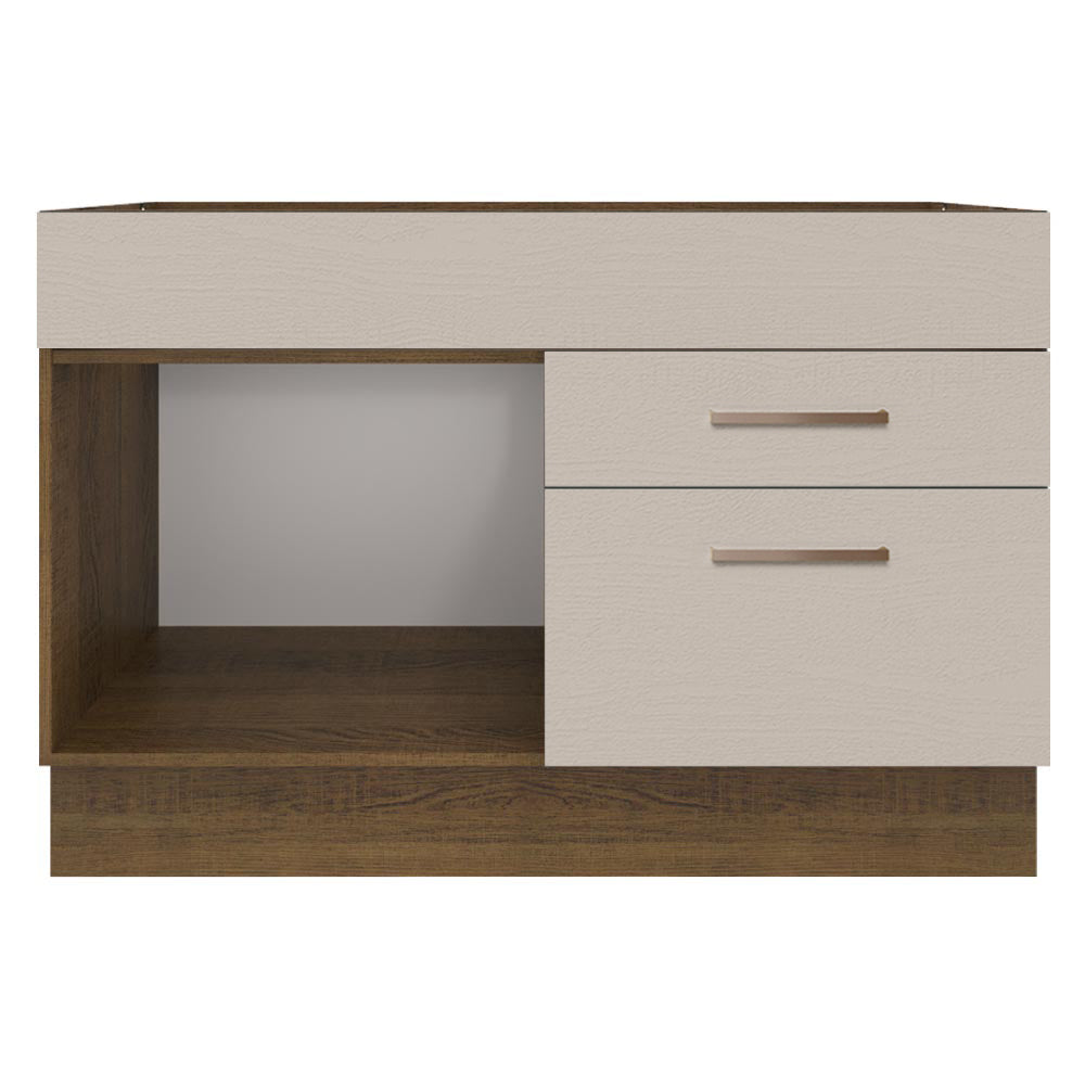 Bajo Mesada Cocina 120 x 60 cm 1 Puerta 2 Cajones Marrón/Crema (Sin Mesada) Agata Madesa