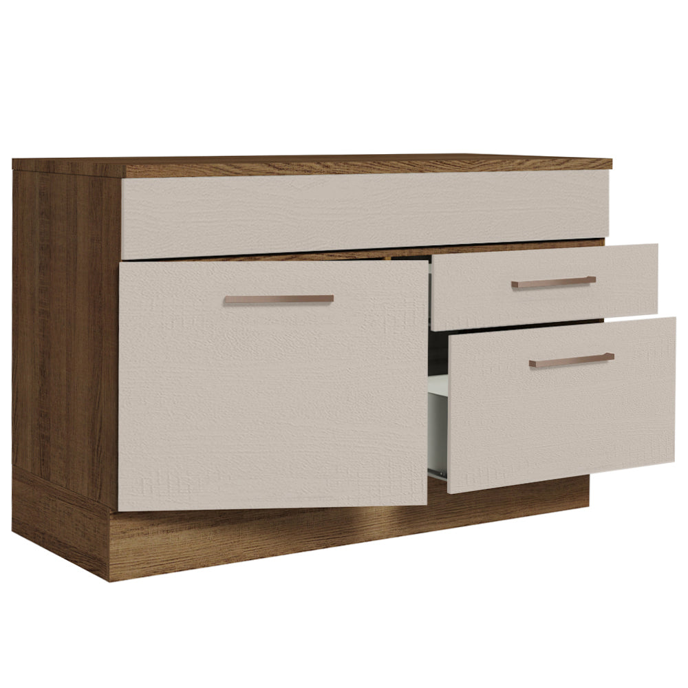 Bajo Mesada Cocina 120 x 60 cm 1 Puerta 2 Cajones Marrón/Crema (Con Mesada) Agata Madesa