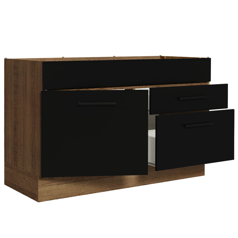 Bajo Mesada Cocina 120 x 60 cm 1 Puerta 2 Cajones (Sin Mesada) Marrón/Negro Agata Madesa