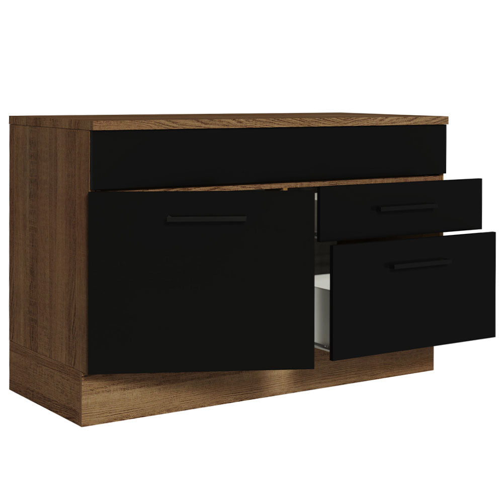 Bajo Mesada Cocina 120 x 60 cm 1 Puerta 2 Cajones (Con Mesada) Marrón/Negro Agata Madesa