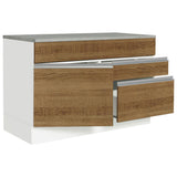 Bajo Mesada Cocina 120 x 60 cm 1 Puerta 2 Cajones Blanco/Marrón (Con Mesada) Glamy Madesa