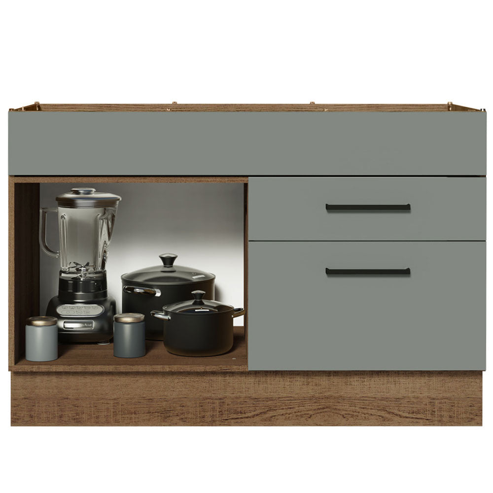 Bajo Mesada Cocina 120 x 60 cm 1 Puerta 2 Cajones (Sin Mesada) Marrón/Gris Agata Madesa